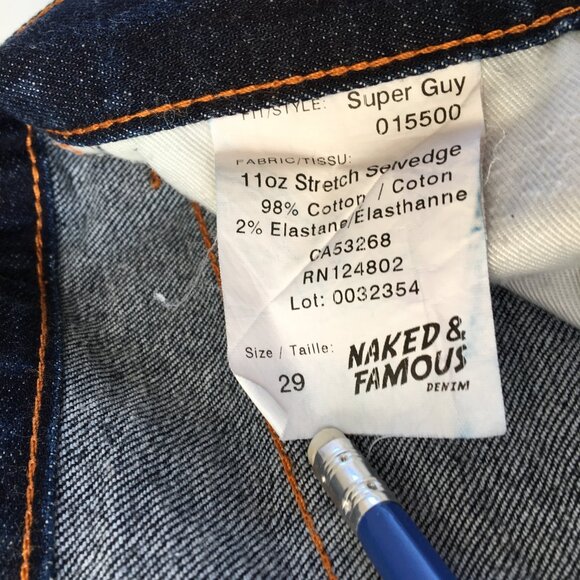 Naked & Famous Super Guy Strech Selvedge Button Fly Jeans 29 - Picture 8 of 11